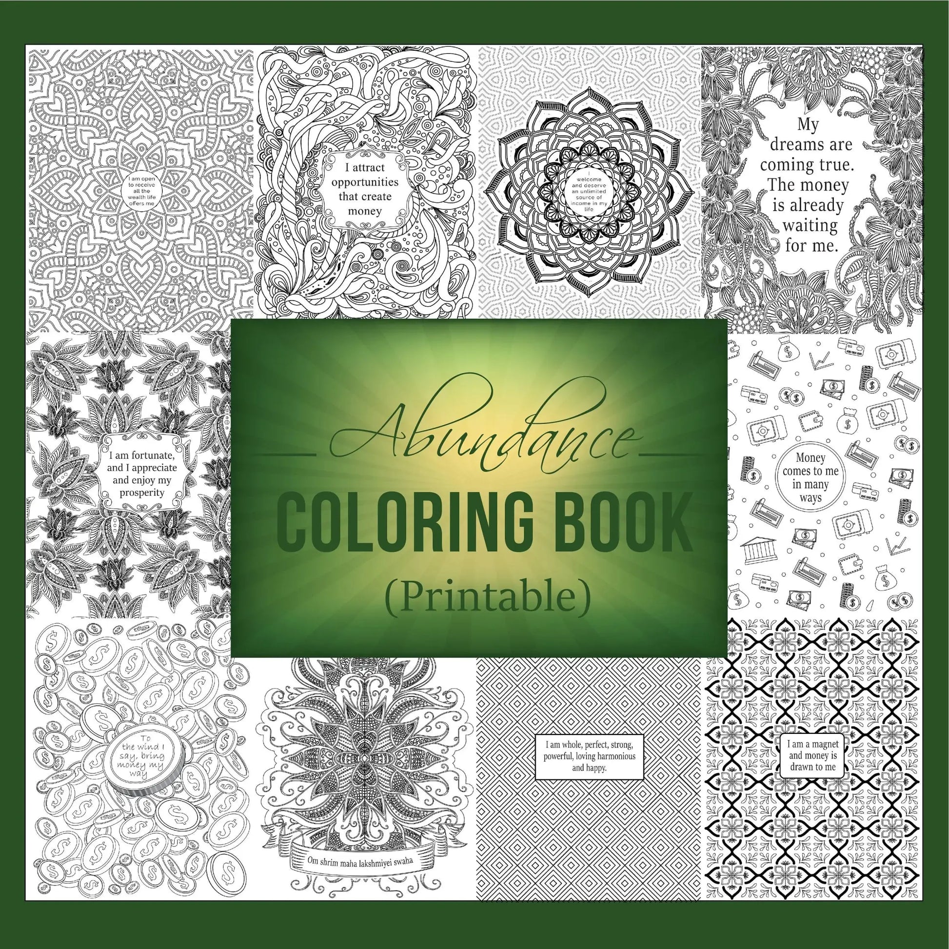 Abundance Printable Coloring Book – Abundance Coloring Sheets-Morganite Gems