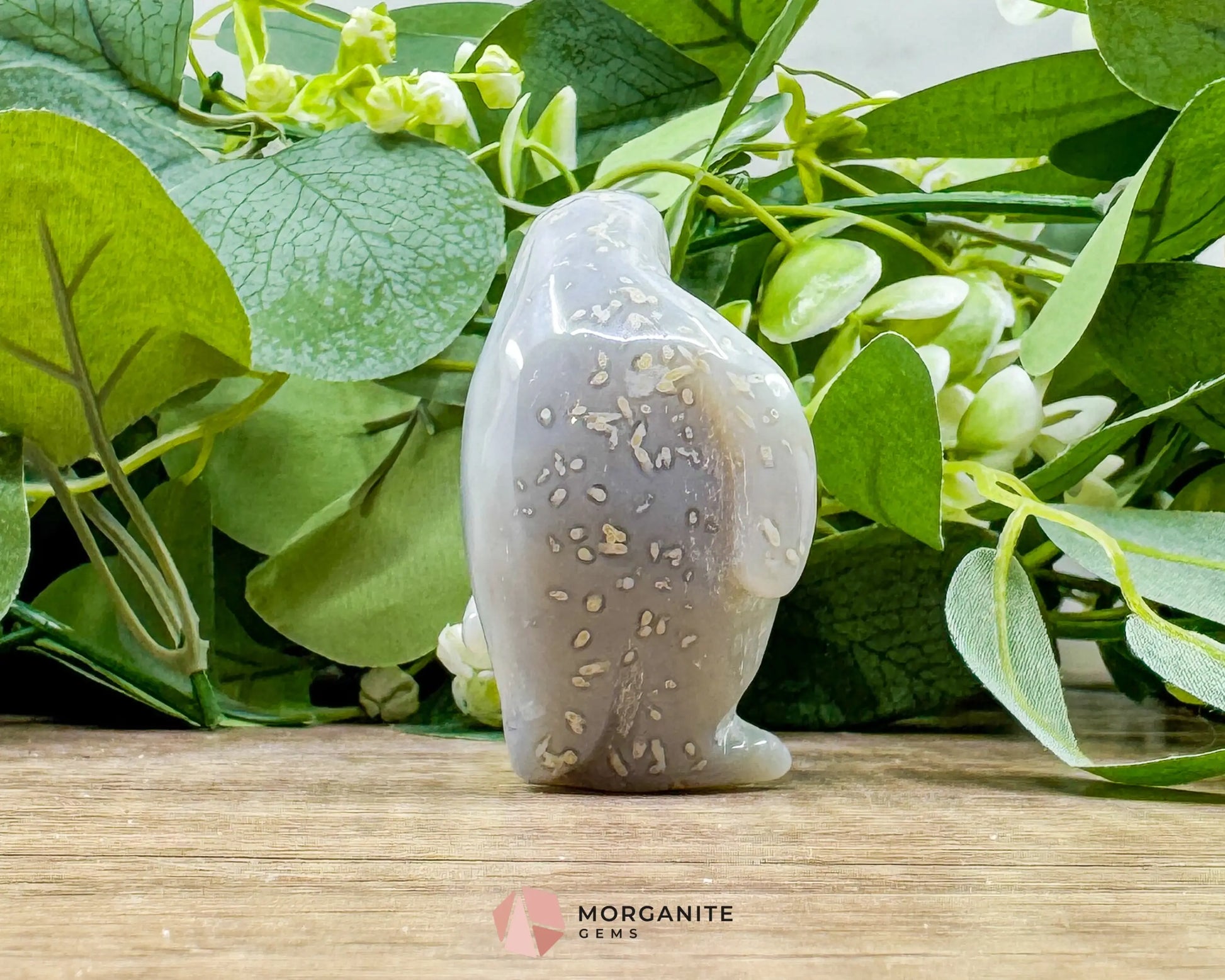 Agate Druzy Penguin Figurine – Natural Geode Crystal Carving for Protection Joy & Collectors - Metaphysical Crystals