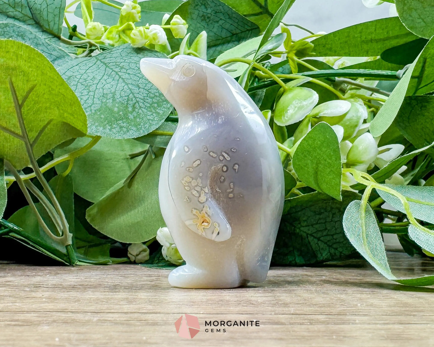 Agate Druzy Penguin Figurine – Natural Geode Crystal Carving for Protection Joy & Collectors - Metaphysical Crystals
