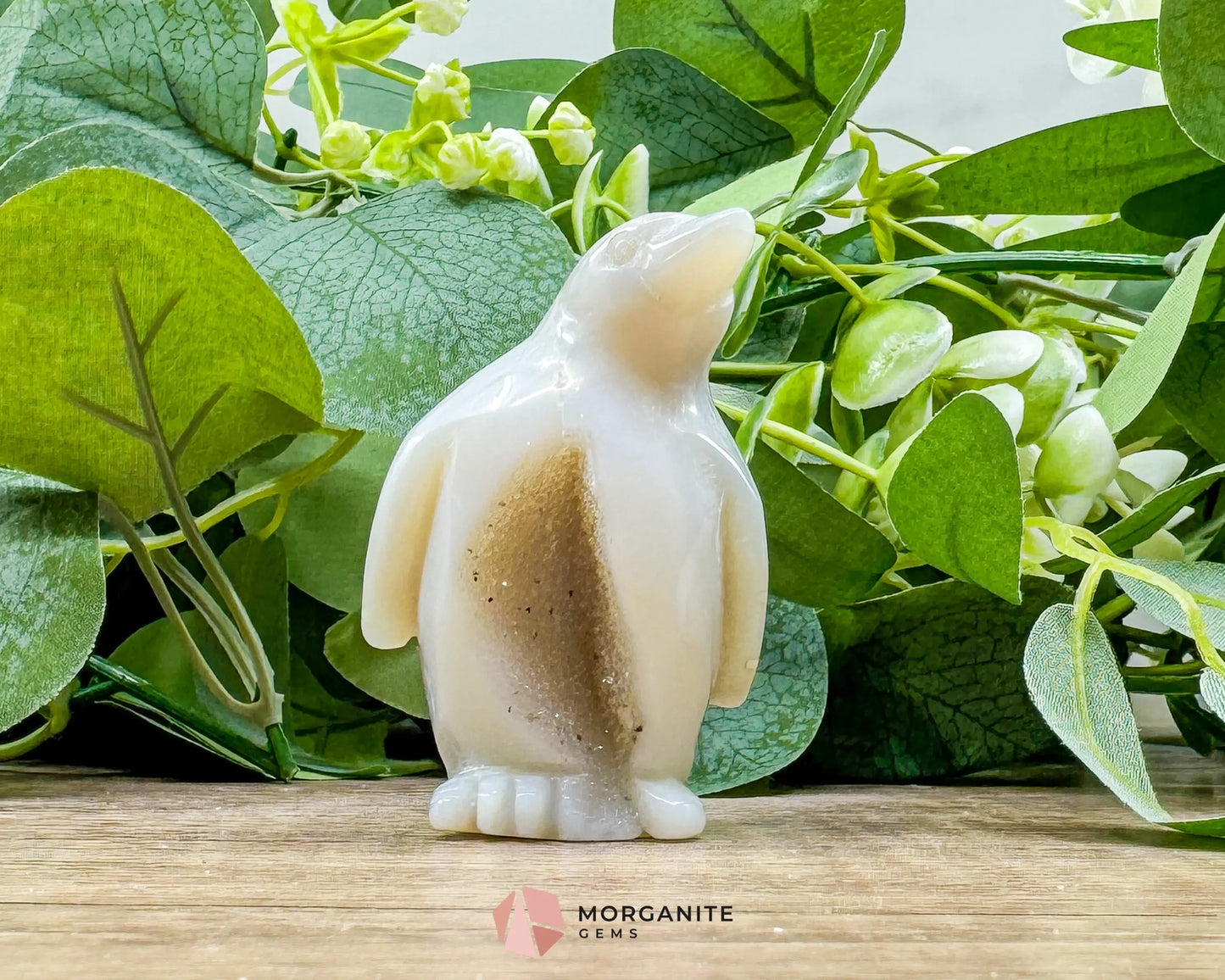 Agate Druzy Penguin Figurine – Natural Geode Crystal Carving for Protection Joy & Collectors - Metaphysical Crystals