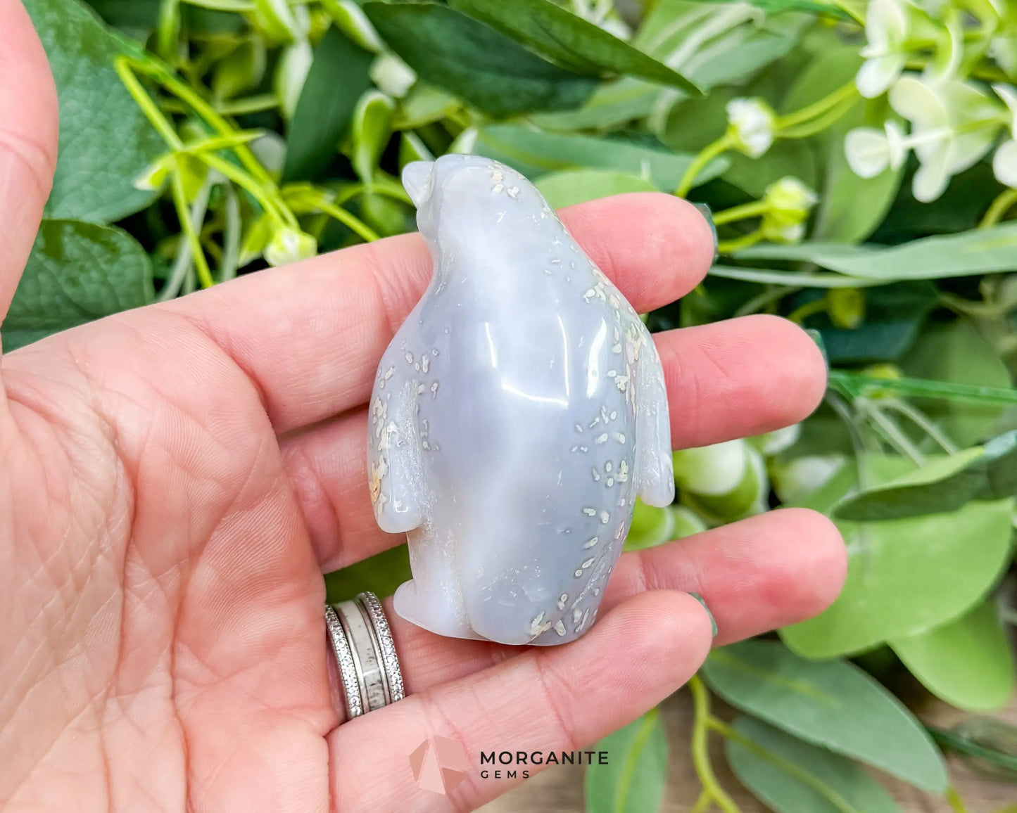 Agate Druzy Penguin Figurine – Natural Geode Crystal Carving for Protection Joy & Collectors - Metaphysical Crystals
