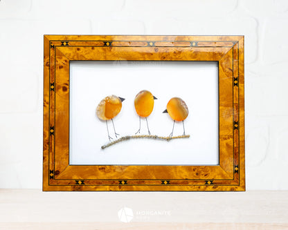 Agate Slice Bird Art in Upcycled Frame Unique Gemstone Wall Decor Nature-Inspired Gift