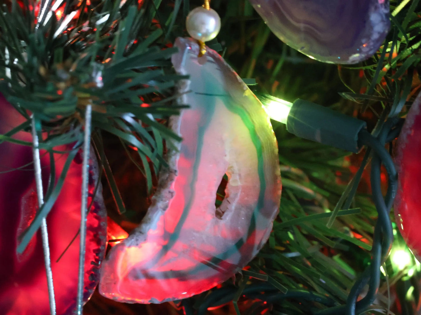 Agate Slice Holiday Ornaments-Morganite Gems