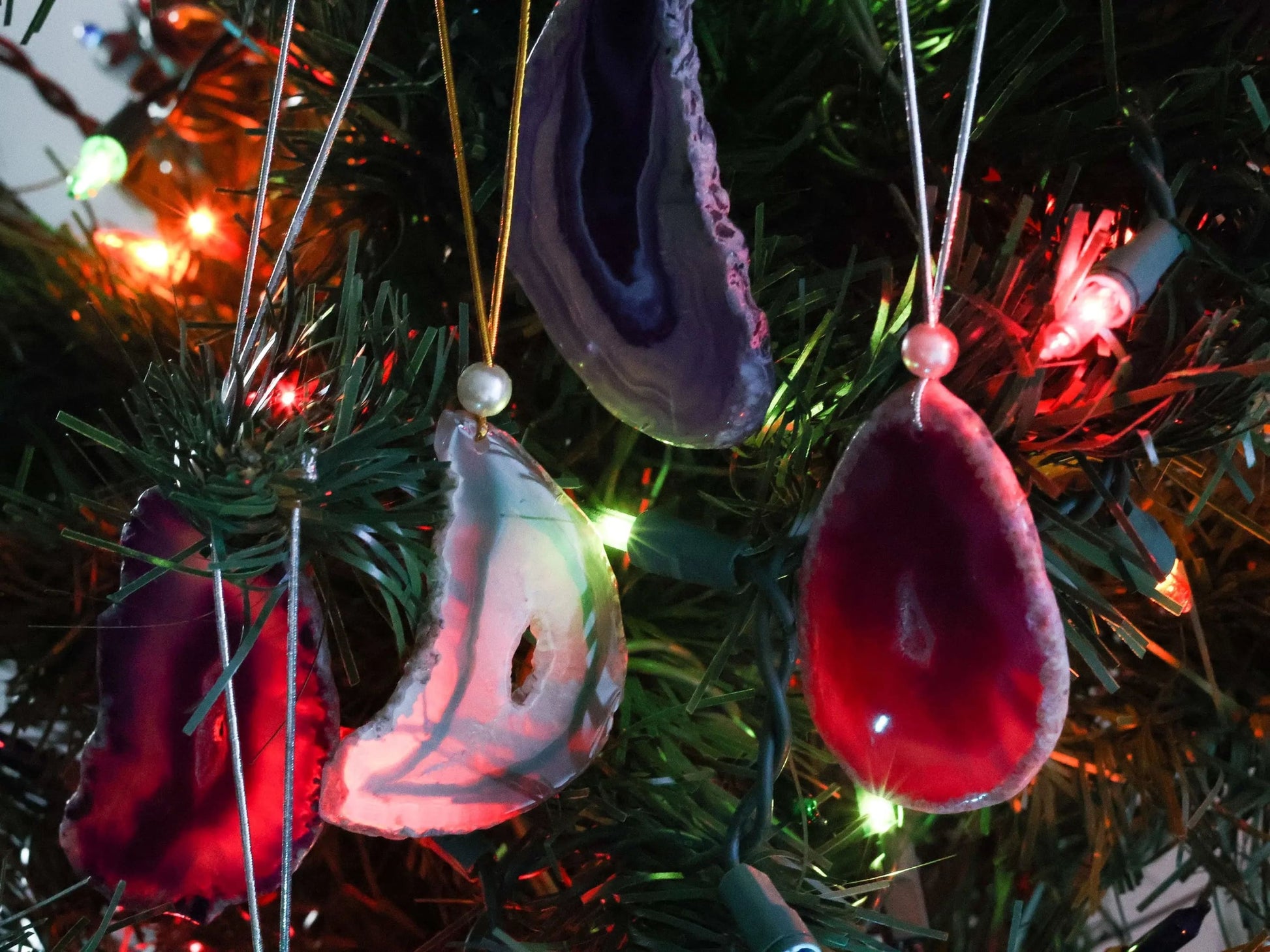 Agate Slice Holiday Ornaments-Morganite Gems