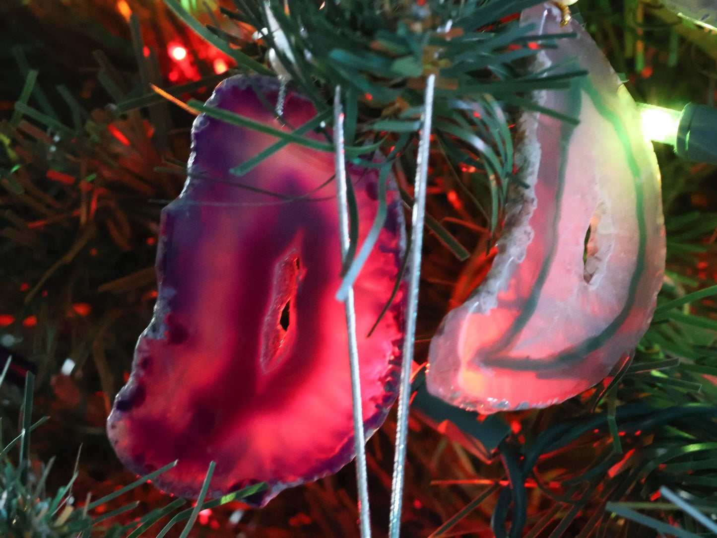 Agate Slice Holiday Ornaments-Morganite Gems