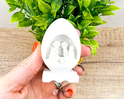 Alabaster Nativity Scene Egg – Hand-Carved Mini Holy Family Figurine from Peru - Large - Home & Living
