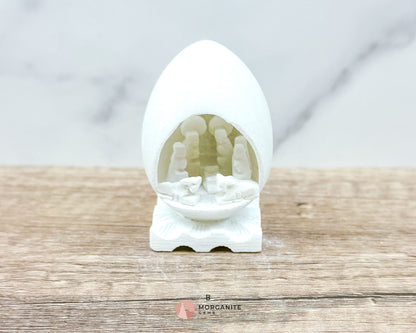 Alabaster Nativity Scene Egg – Hand-Carved Mini Holy Family Figurine from Peru - Home & Living