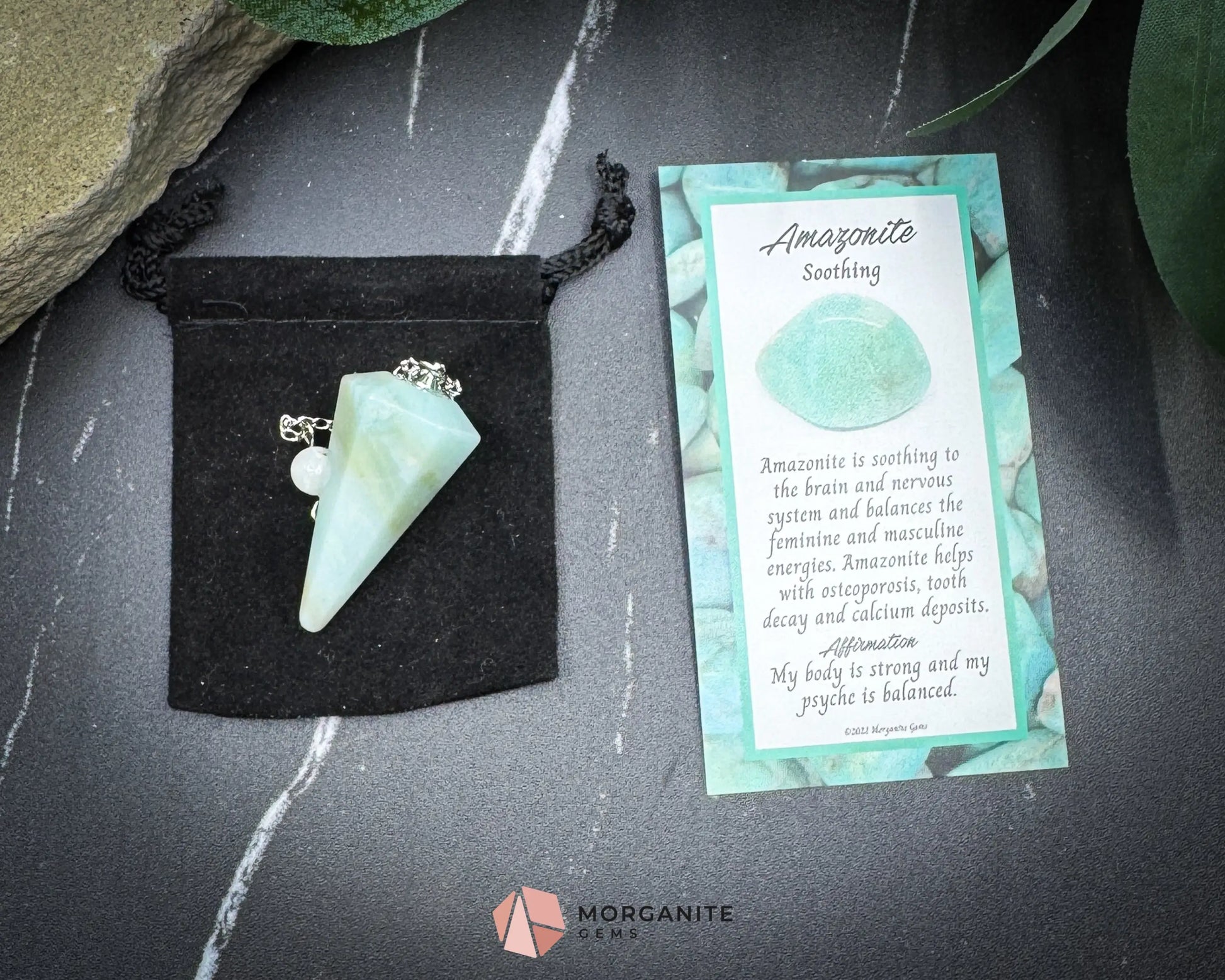 Amazonite Crystal Pendulum for Calm Truth & Communication - Metaphysical Crystals