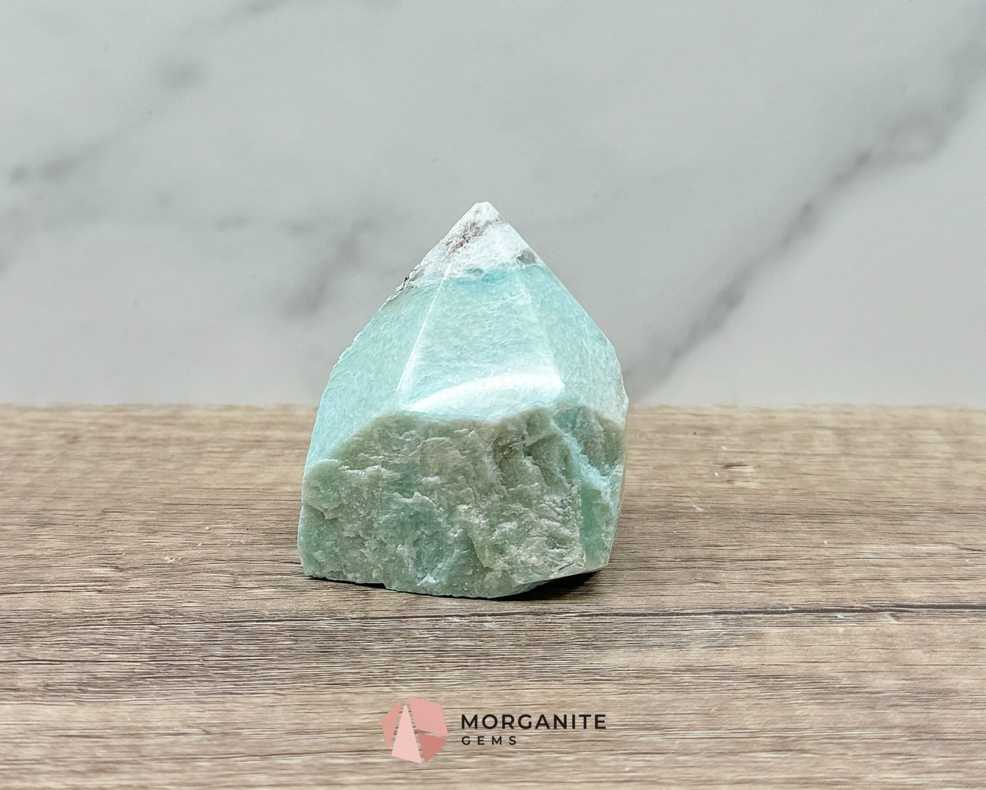 Amazonite Half Rough Cut Base Point – Natural Healing Crystal for Soothing Energy & Emotional Harmony-Morganite Gems