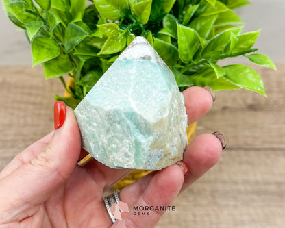 Amazonite Half Rough Cut Base Point – Natural Healing Crystal for Soothing Energy & Emotional Harmony-Morganite Gems