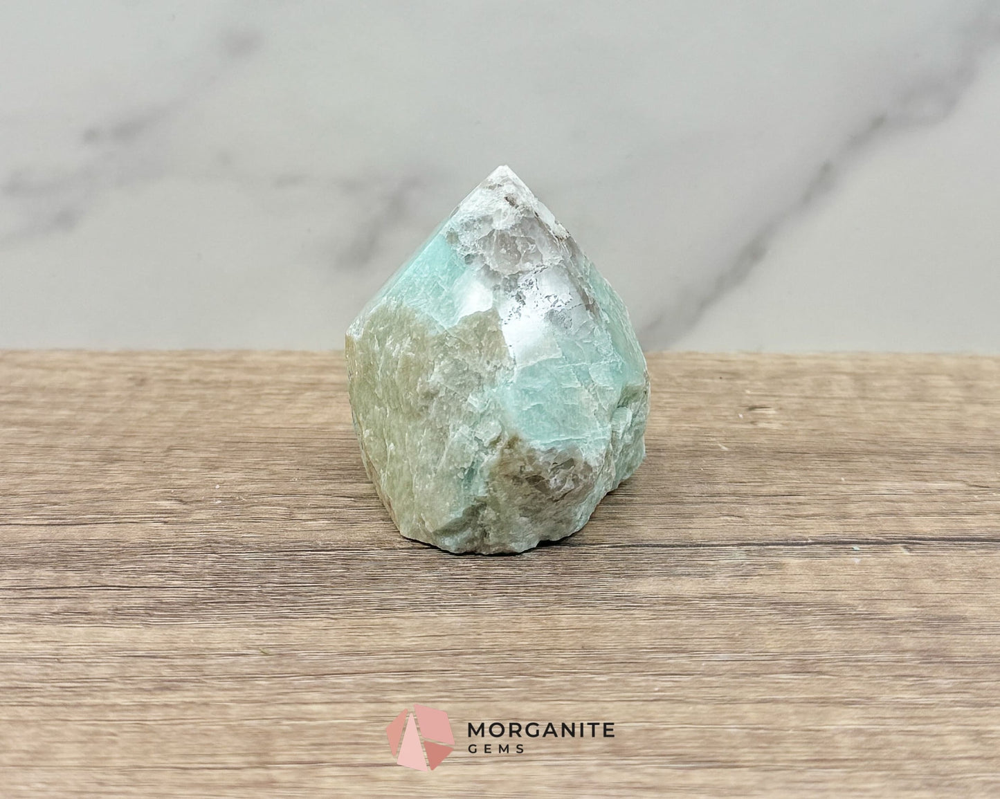 Amazonite Half Rough Cut Base Point – Natural Healing Crystal for Soothing Energy & Emotional Harmony-Morganite Gems