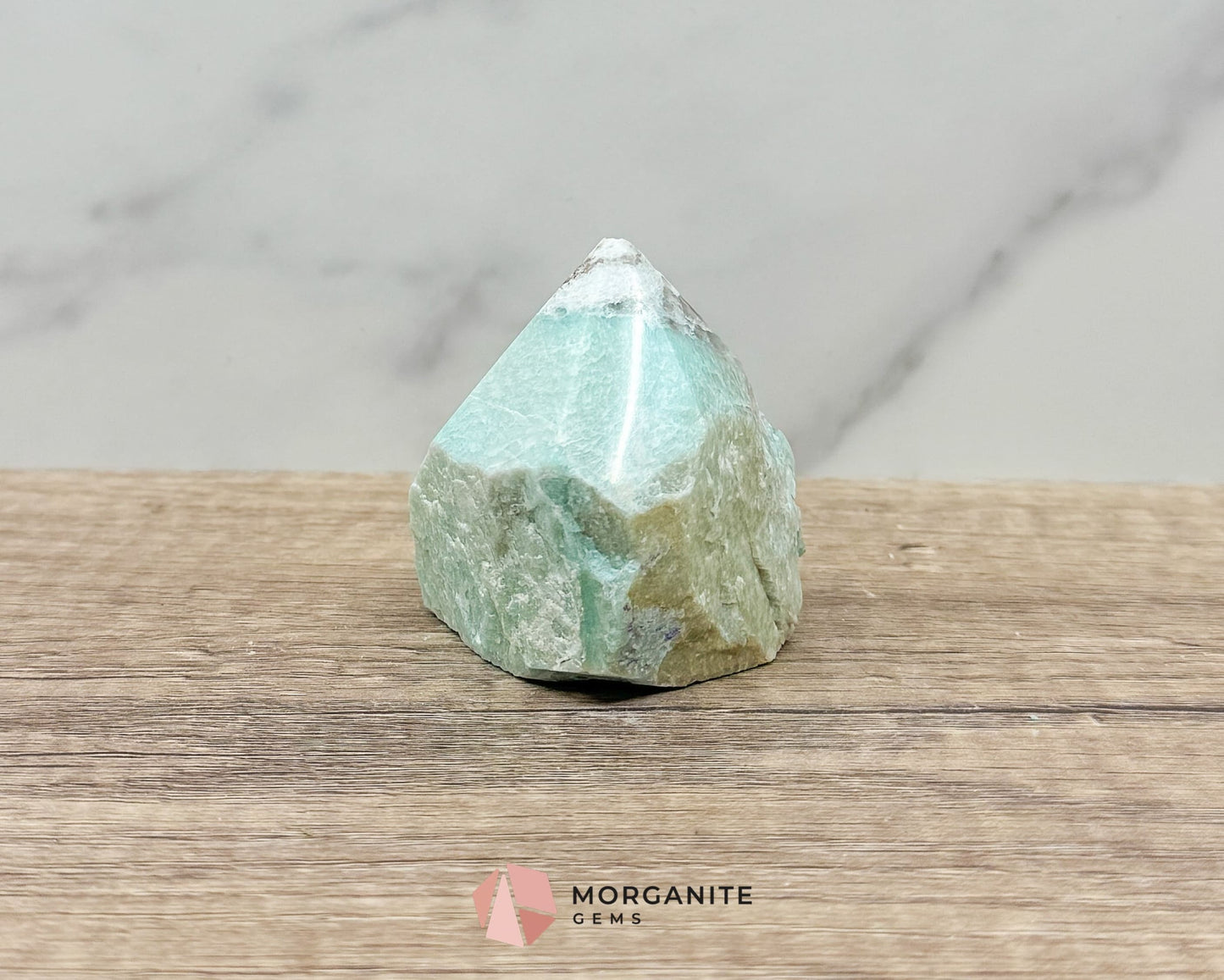 Amazonite Half Rough Cut Base Point – Natural Healing Crystal for Soothing Energy & Emotional Harmony-Morganite Gems