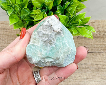 Amazonite Half Rough Cut Base Point – Natural Healing Crystal for Soothing Energy & Emotional Harmony-Morganite Gems