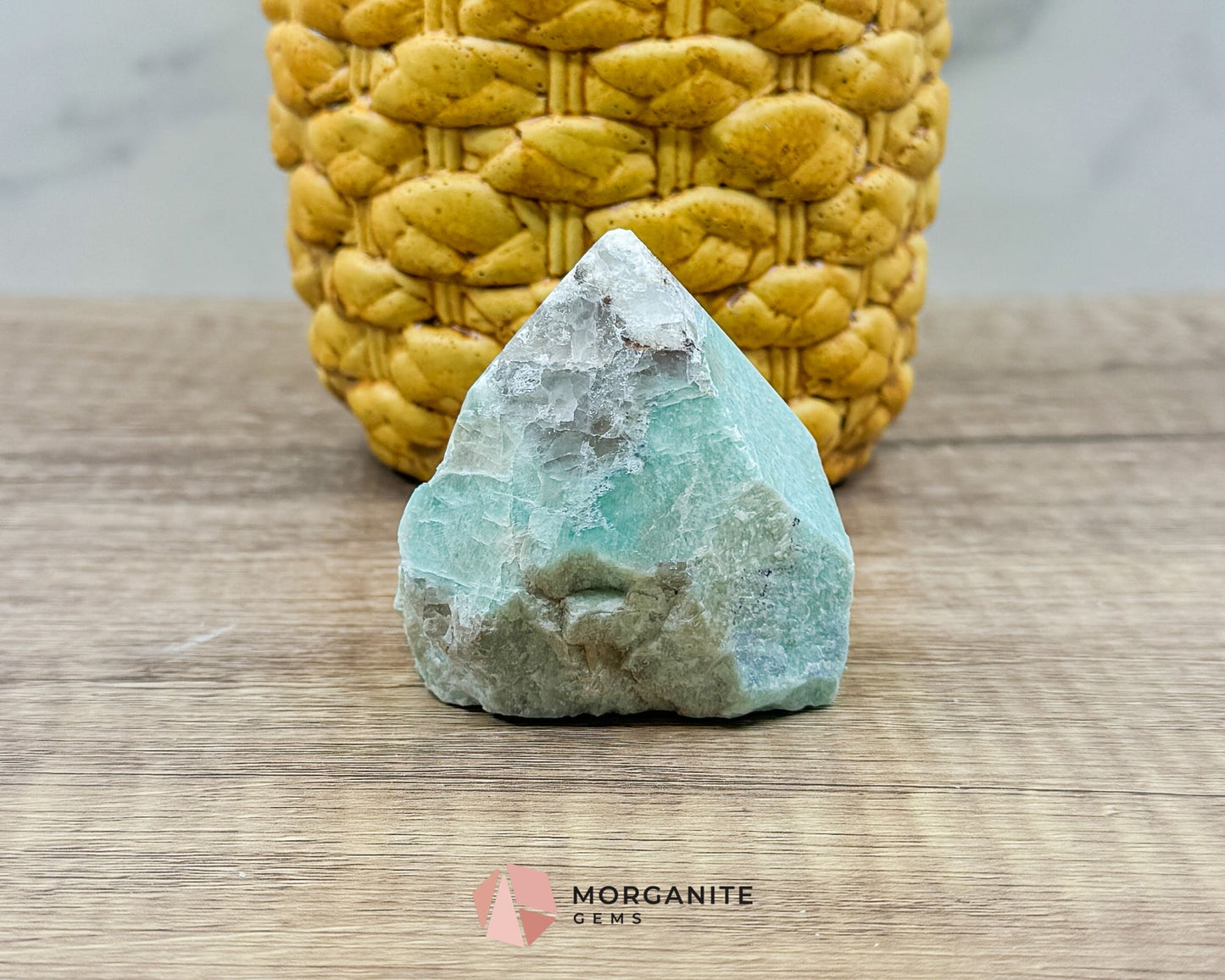 Amazonite Half Rough Cut Base Point – Natural Healing Crystal for Soothing Energy & Emotional Harmony-Morganite Gems