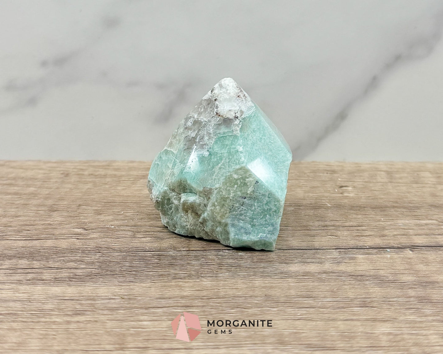 Amazonite Half Rough Cut Base Point – Natural Healing Crystal for Soothing Energy & Emotional Harmony-Morganite Gems