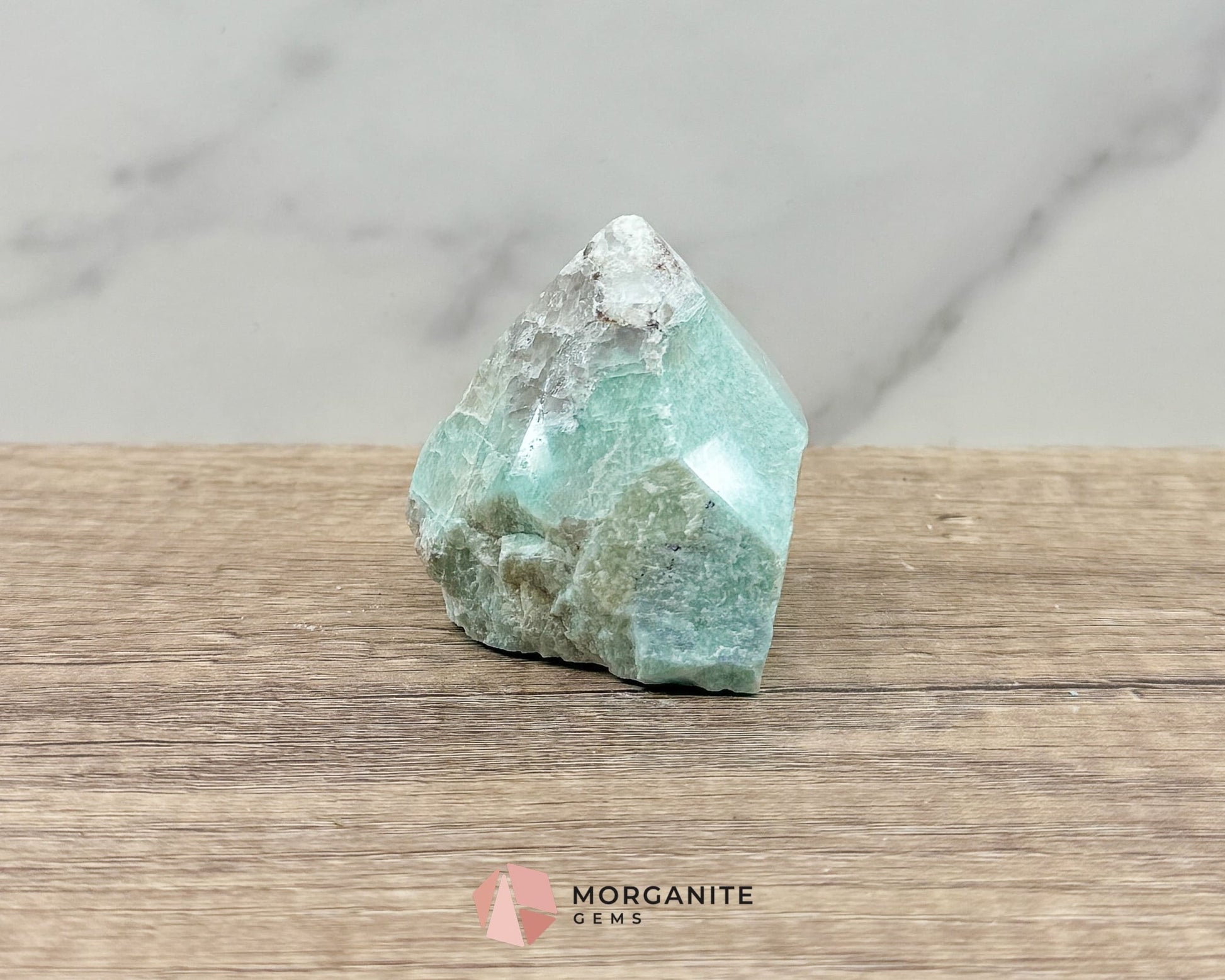 Amazonite Half Rough Cut Base Point – Natural Healing Crystal for Soothing Energy & Emotional Harmony-Morganite Gems