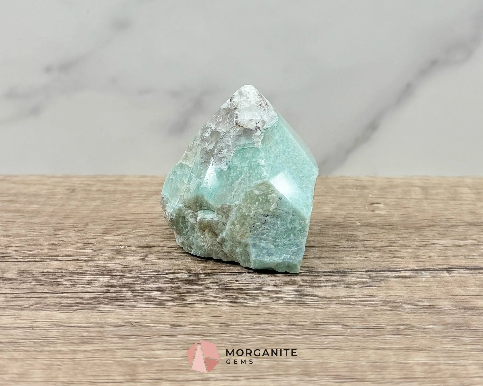 Amazonite Half Rough Cut Base Point – Natural Healing Crystal for Soothing Energy & Emotional Harmony-Morganite Gems