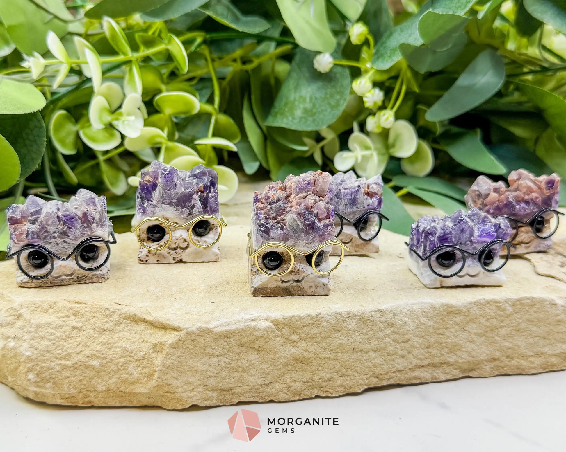 Amethyst Gemhog Figurine – Mini Amethyst Hedgehog with Glasses (≈1″–1.5″) - Metaphysical Crystals