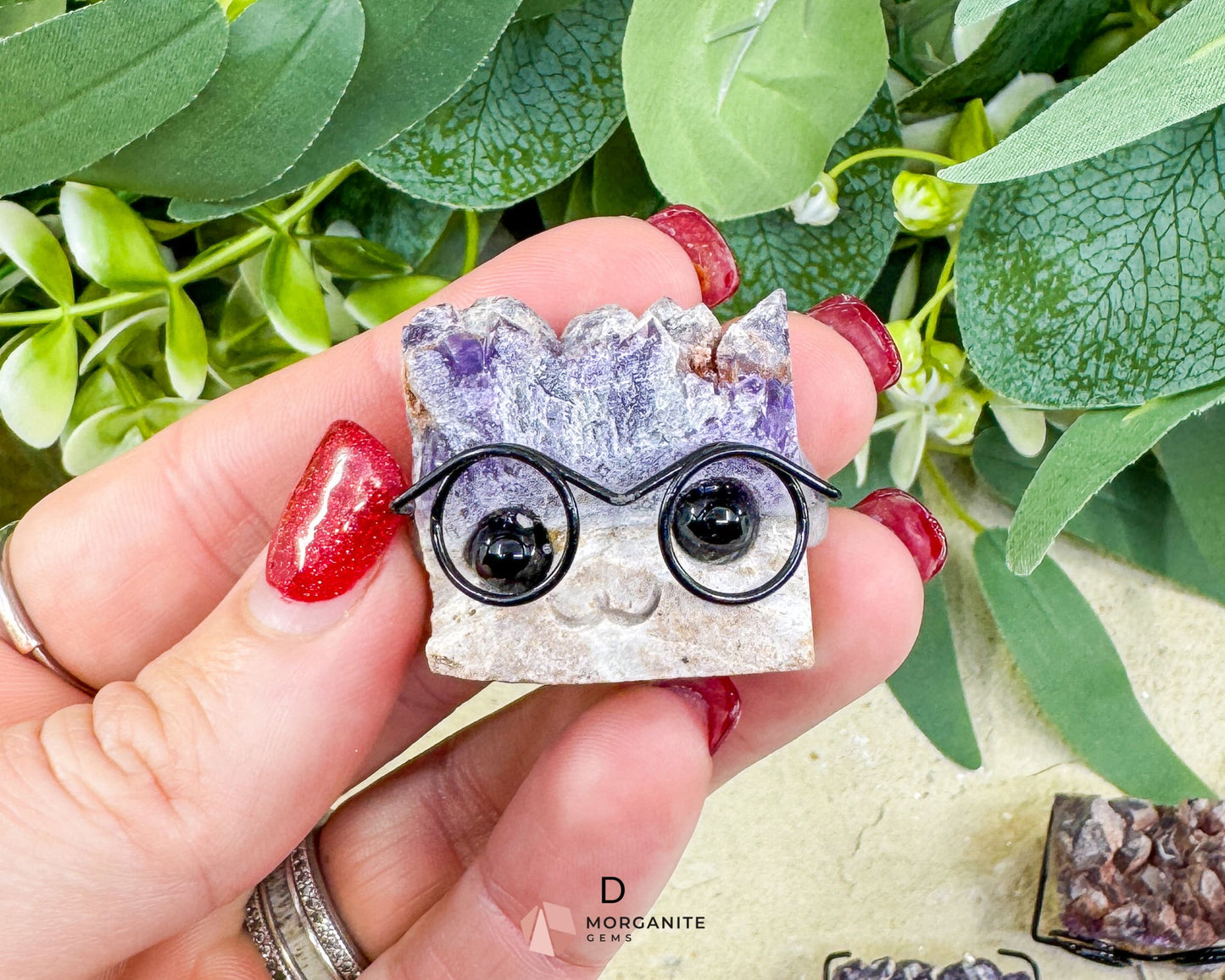 Amethyst Gemhog Figurine – Mini Amethyst Hedgehog with Glasses (≈1″–1.5″) - D - Metaphysical Crystals