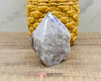 Amethyst Half Rough Cut Base Point – Natural Healing Crystal for Calm, Clarity & Spiritual Protection-Morganite Gems