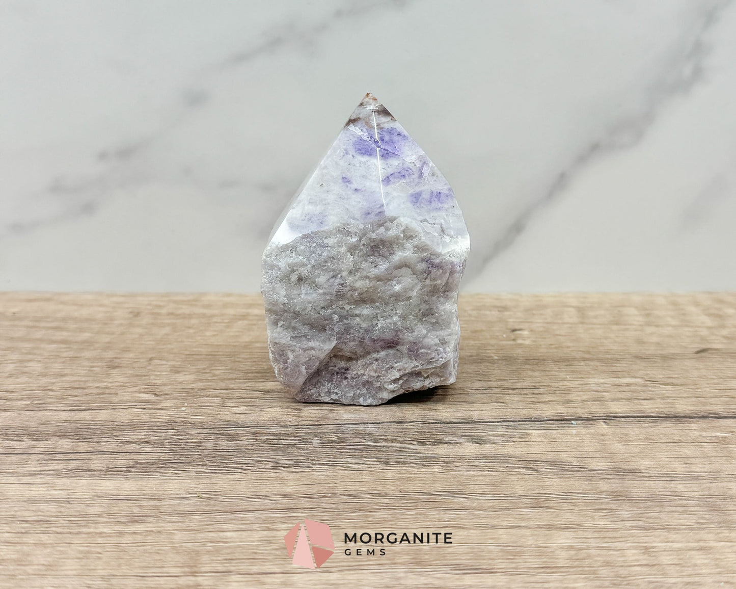 Amethyst Half Rough Cut Base Point – Natural Healing Crystal for Calm, Clarity & Spiritual Protection-Morganite Gems