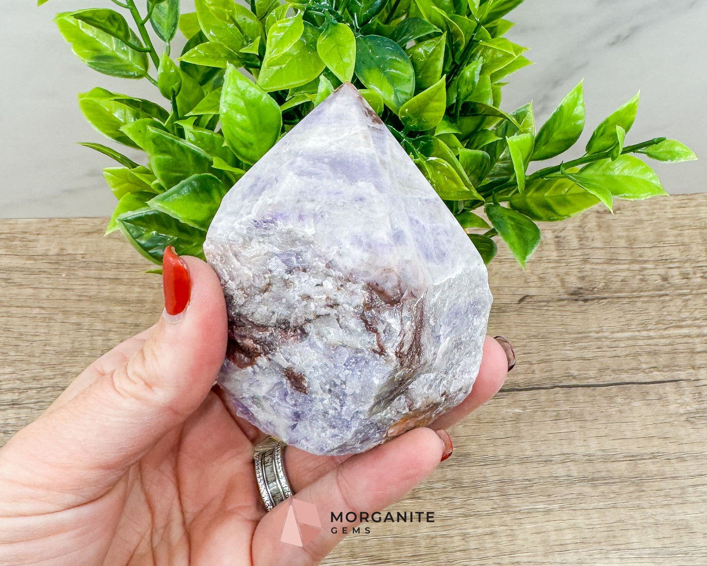 Amethyst Half Rough Cut Base Point – Natural Healing Crystal for Calm, Clarity & Spiritual Protection-Morganite Gems