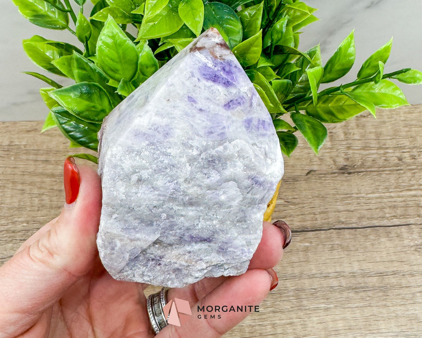 Amethyst Half Rough Cut Base Point – Natural Healing Crystal for Calm, Clarity & Spiritual Protection-Morganite Gems