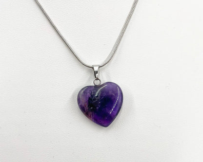 Amethyst Heart Shaped Pendant Necklace-Morganite Gems