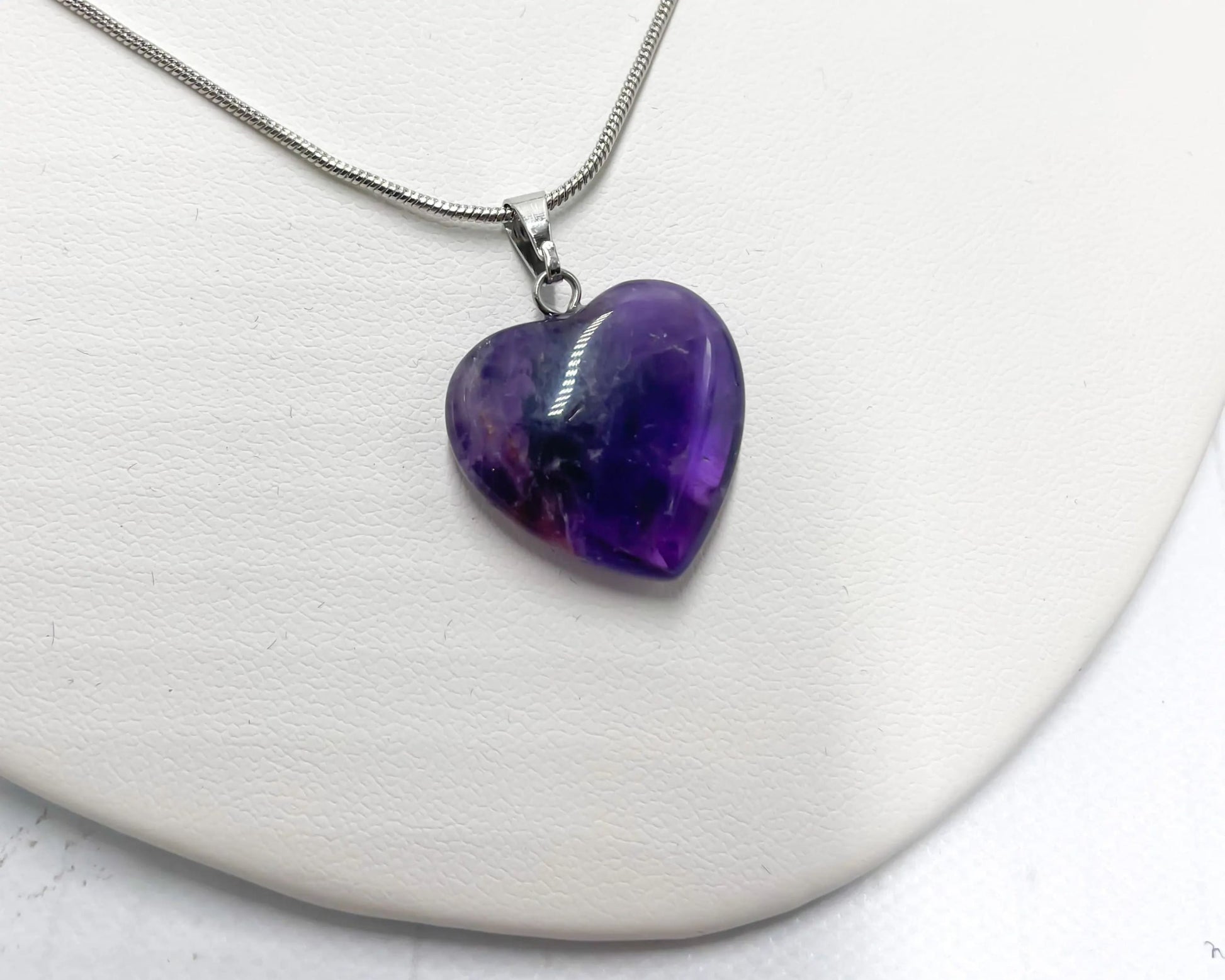 Amethyst Heart Shaped Pendant Necklace-Morganite Gems