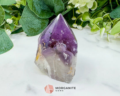 Amethyst Standing Point No. 1 (6.3oz) – Rough Base Polished Tower for Intuition & Spiritual Peace - Metaphysical