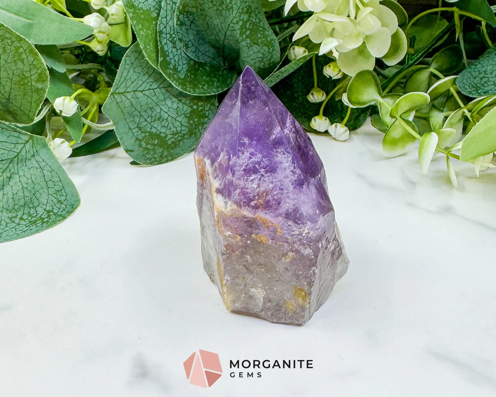 Amethyst Standing Point No. 1 (6.3oz) – Rough Base Polished Tower for Intuition & Spiritual Peace - Metaphysical