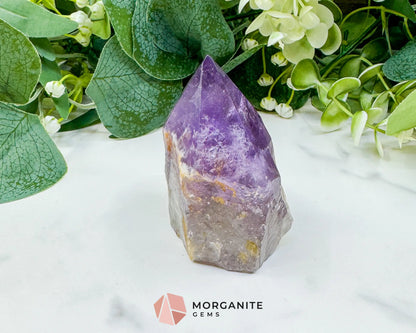 Amethyst Standing Point No. 1 (6.3oz) – Rough Base Polished Tower for Intuition & Spiritual Peace - Metaphysical