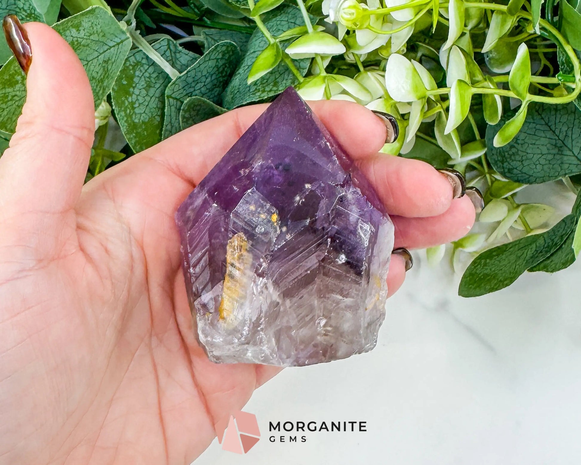 Amethyst Standing Point No. 1 (6.3oz) – Rough Base Polished Tower for Intuition & Spiritual Peace - Metaphysical