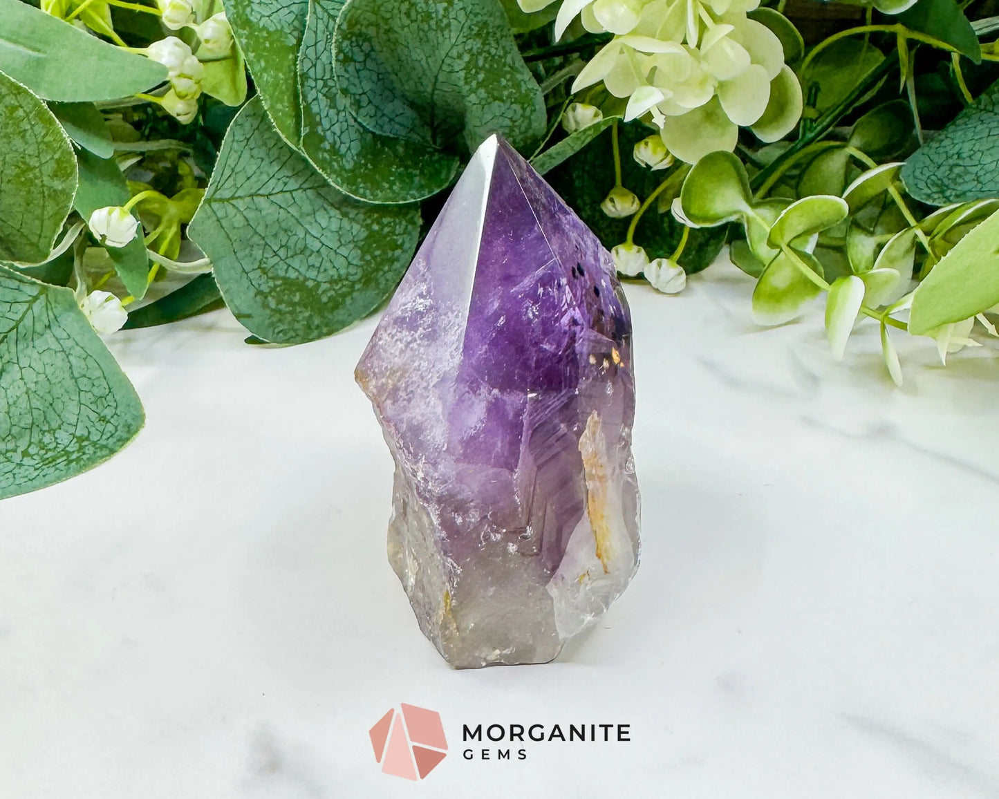 Amethyst Standing Point No. 1 (6.3oz) – Rough Base Polished Tower for Intuition & Spiritual Peace - Metaphysical