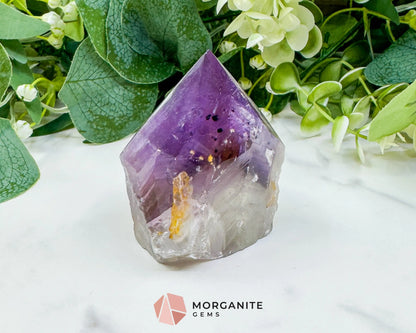 Amethyst Standing Point No. 1 (6.3oz) – Rough Base Polished Tower for Intuition & Spiritual Peace - Metaphysical