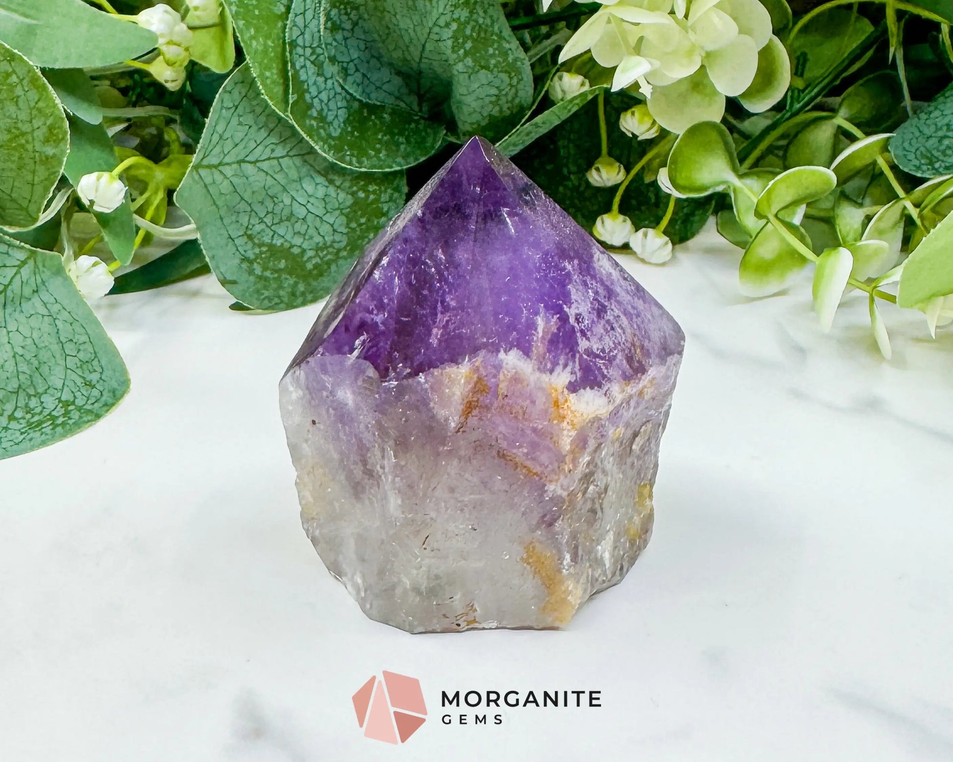 Amethyst Standing Point No. 1 (6.3oz) – Rough Base Polished Tower for Intuition & Spiritual Peace - Metaphysical