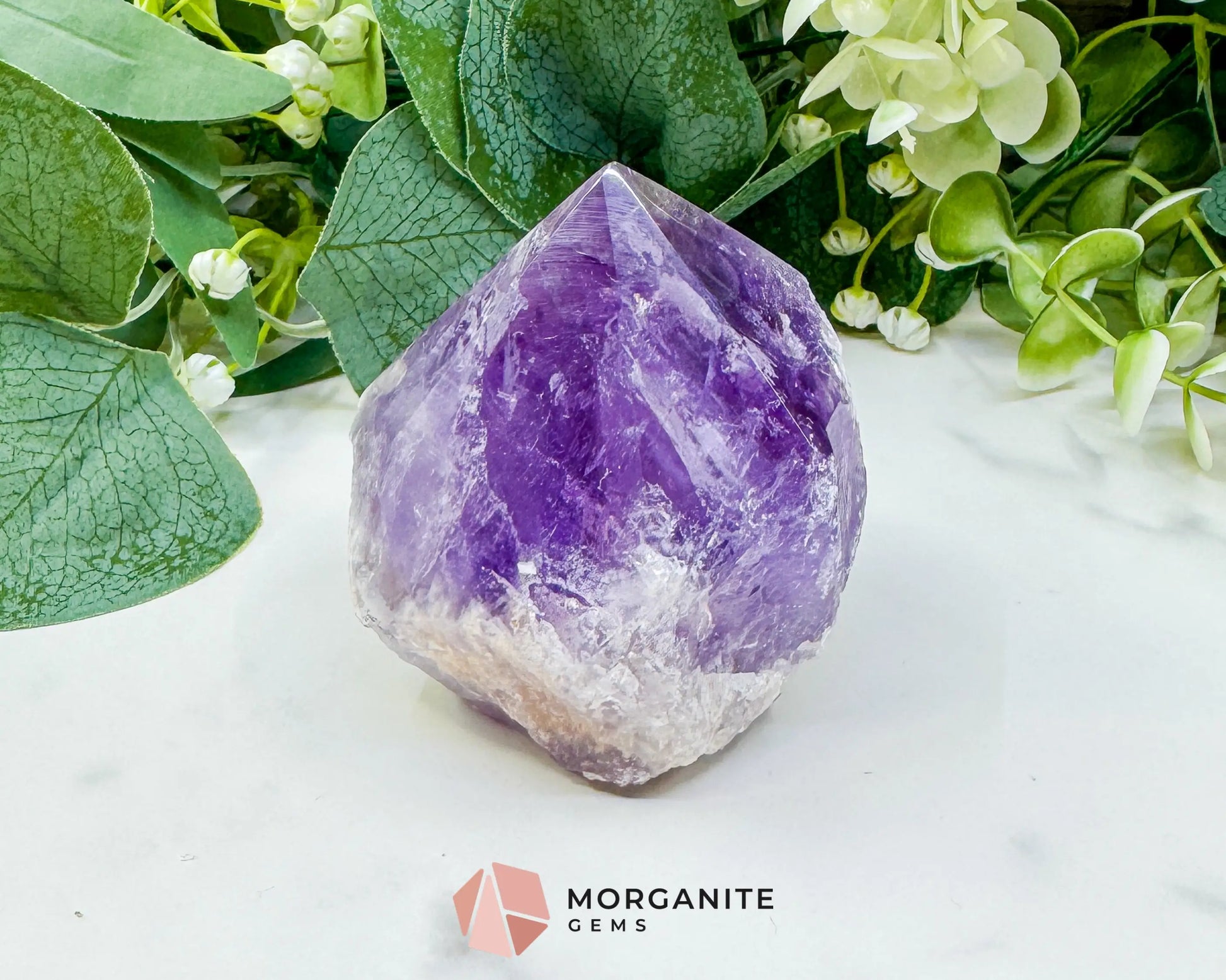 Amethyst Standing Point No. 2 (10oz) – Large Rough Base Polished Tower for Intuition & Tranquility - Metaphysical