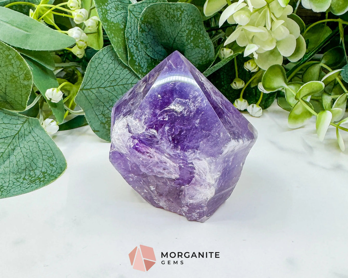 Amethyst Standing Point No. 2 (10oz) – Large Rough Base Polished Tower for Intuition & Tranquility - Metaphysical