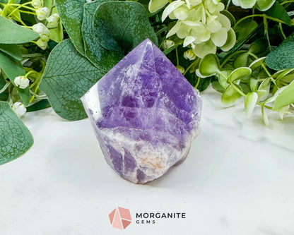Amethyst Standing Point No. 2 (10oz) – Large Rough Base Polished Tower for Intuition & Tranquility - Metaphysical