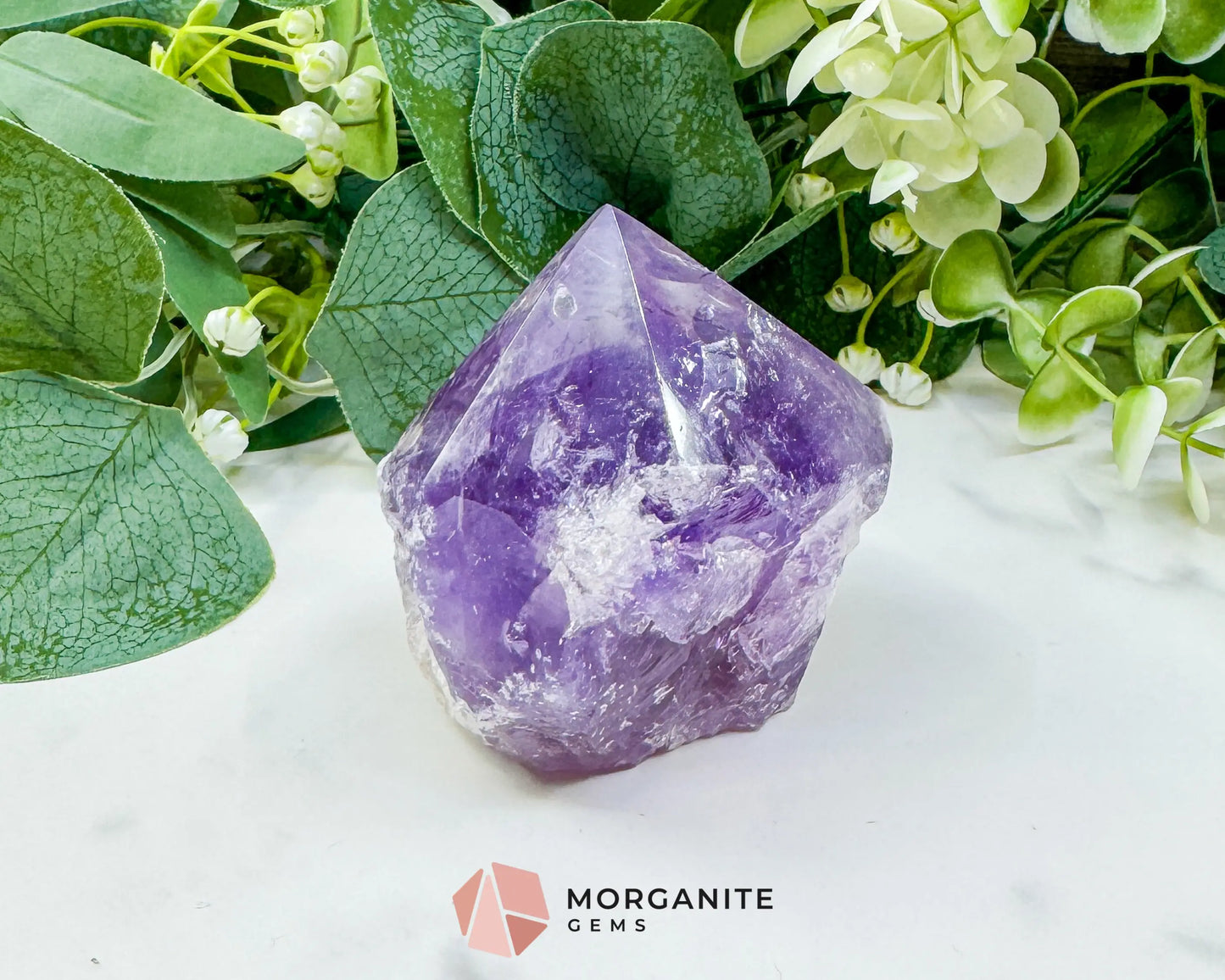 Amethyst Standing Point No. 2 (10oz) – Large Rough Base Polished Tower for Intuition & Tranquility - Metaphysical