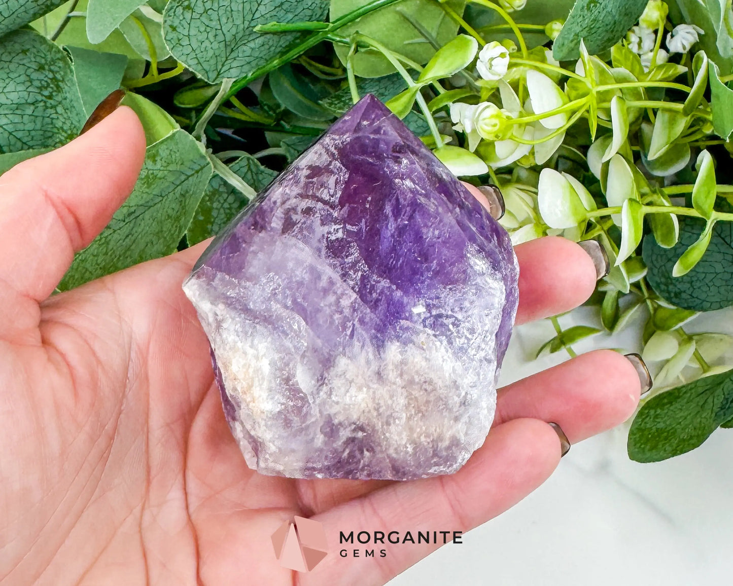 Amethyst Standing Point No. 2 (10oz) – Large Rough Base Polished Tower for Intuition & Tranquility - Metaphysical