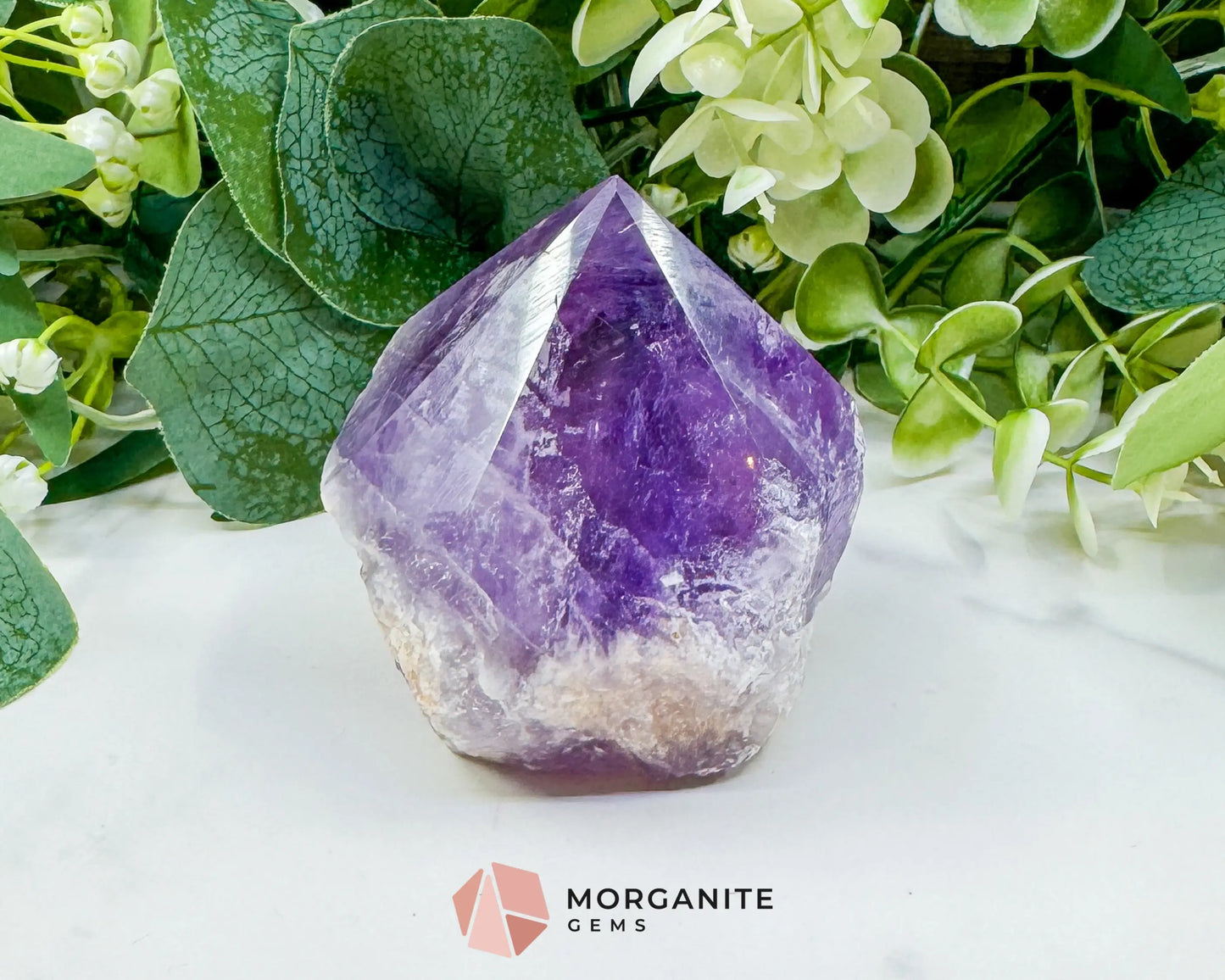 Amethyst Standing Point No. 2 (10oz) – Large Rough Base Polished Tower for Intuition & Tranquility - Metaphysical