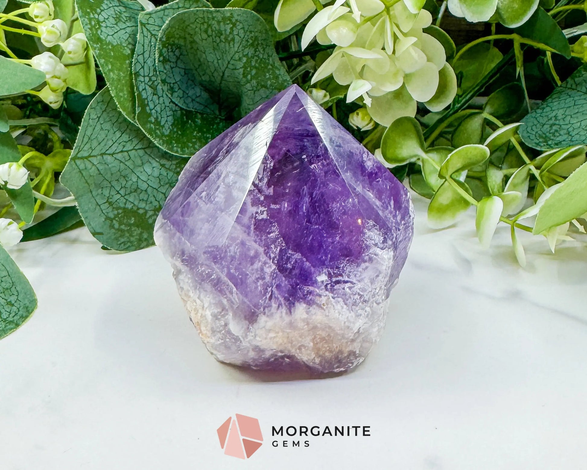Amethyst Standing Point No. 2 (10oz) – Large Rough Base Polished Tower for Intuition & Tranquility - Metaphysical