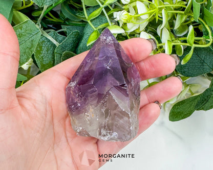 Amethyst Standing Point No. 3 (5.6oz) – Rough Base Polished Tower for Intuition & Spiritual Peace - Metaphysical