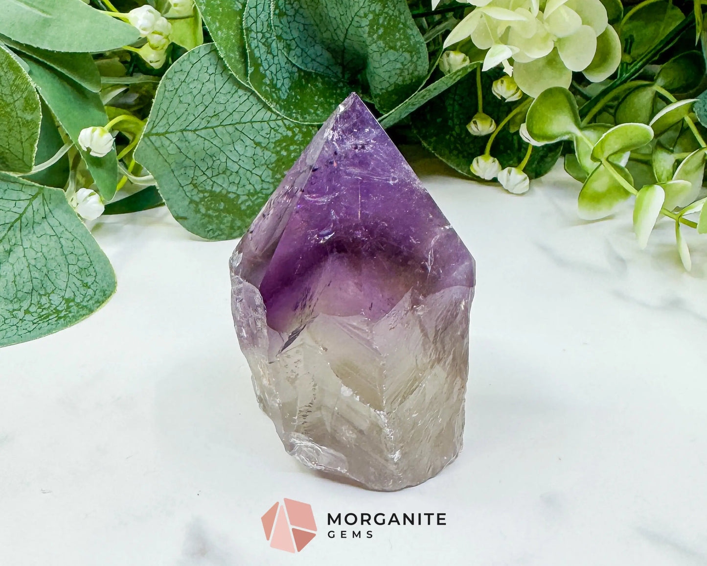 Amethyst Standing Point No. 3 (5.6oz) – Rough Base Polished Tower for Intuition & Spiritual Peace - Metaphysical