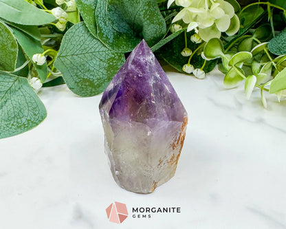 Amethyst Standing Point No. 3 (5.6oz) – Rough Base Polished Tower for Intuition & Spiritual Peace - Metaphysical