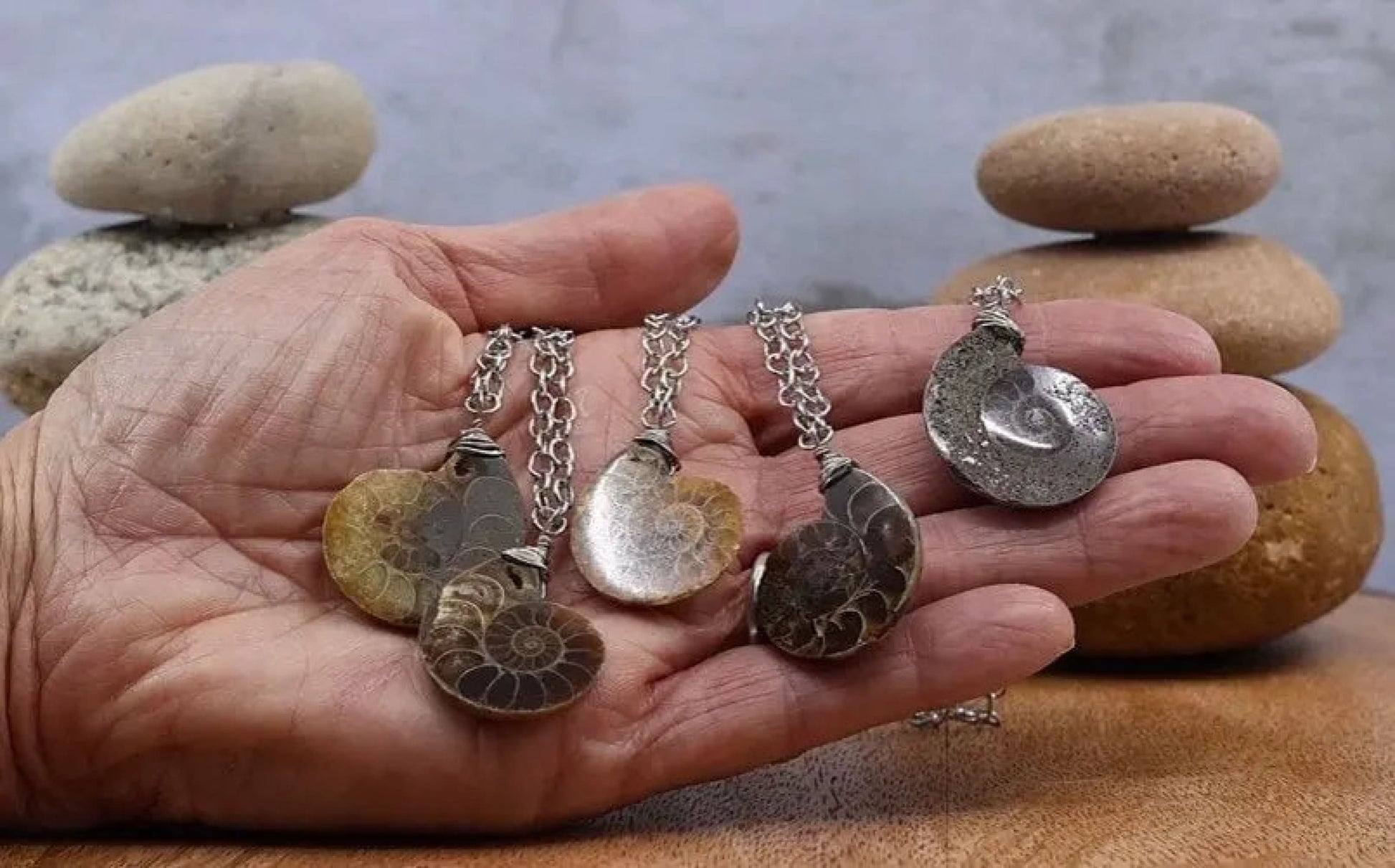 Ammonite Fossil Necklace-Morganite Gems