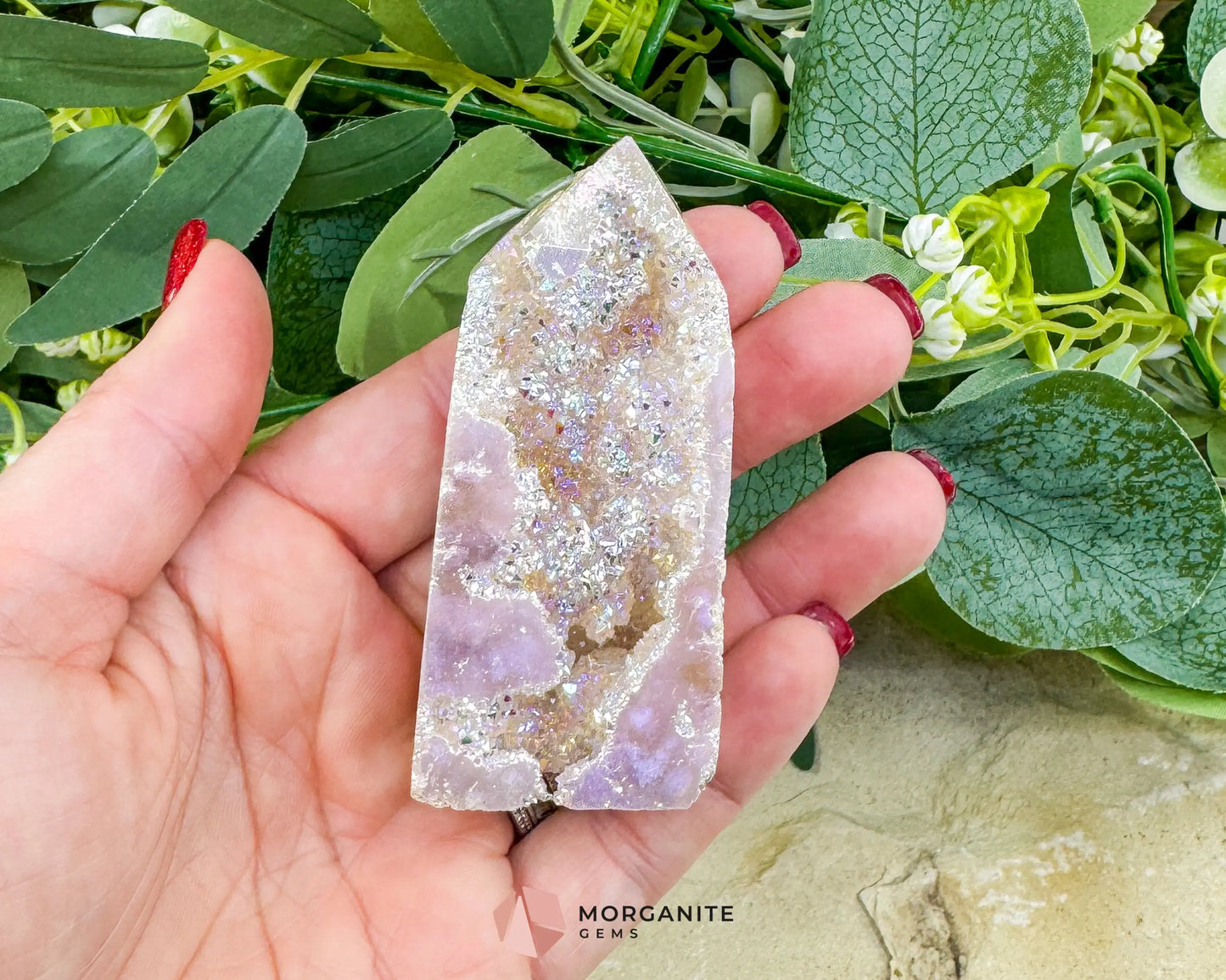 Angel Aura Sphalerite Druzy Obelisk No. 3 – 3.1″ × 1.4″ × 0.8″ | 76 g Iridescent Tower - Metaphysical Crystals