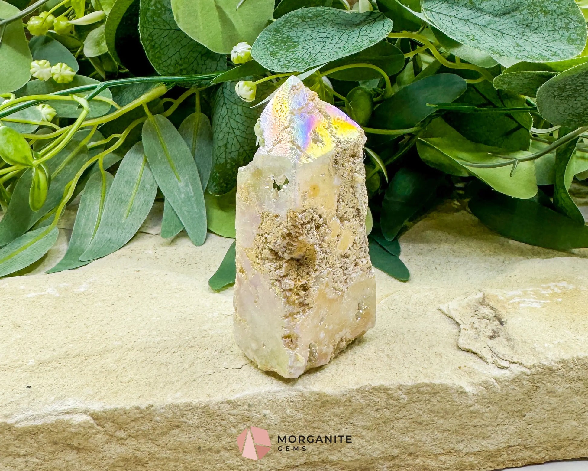 Angel Aura Sphalerite Druzy Obelisk No. 3 – 3.1″ × 1.4″ × 0.8″ | 76 g Iridescent Tower - Metaphysical Crystals