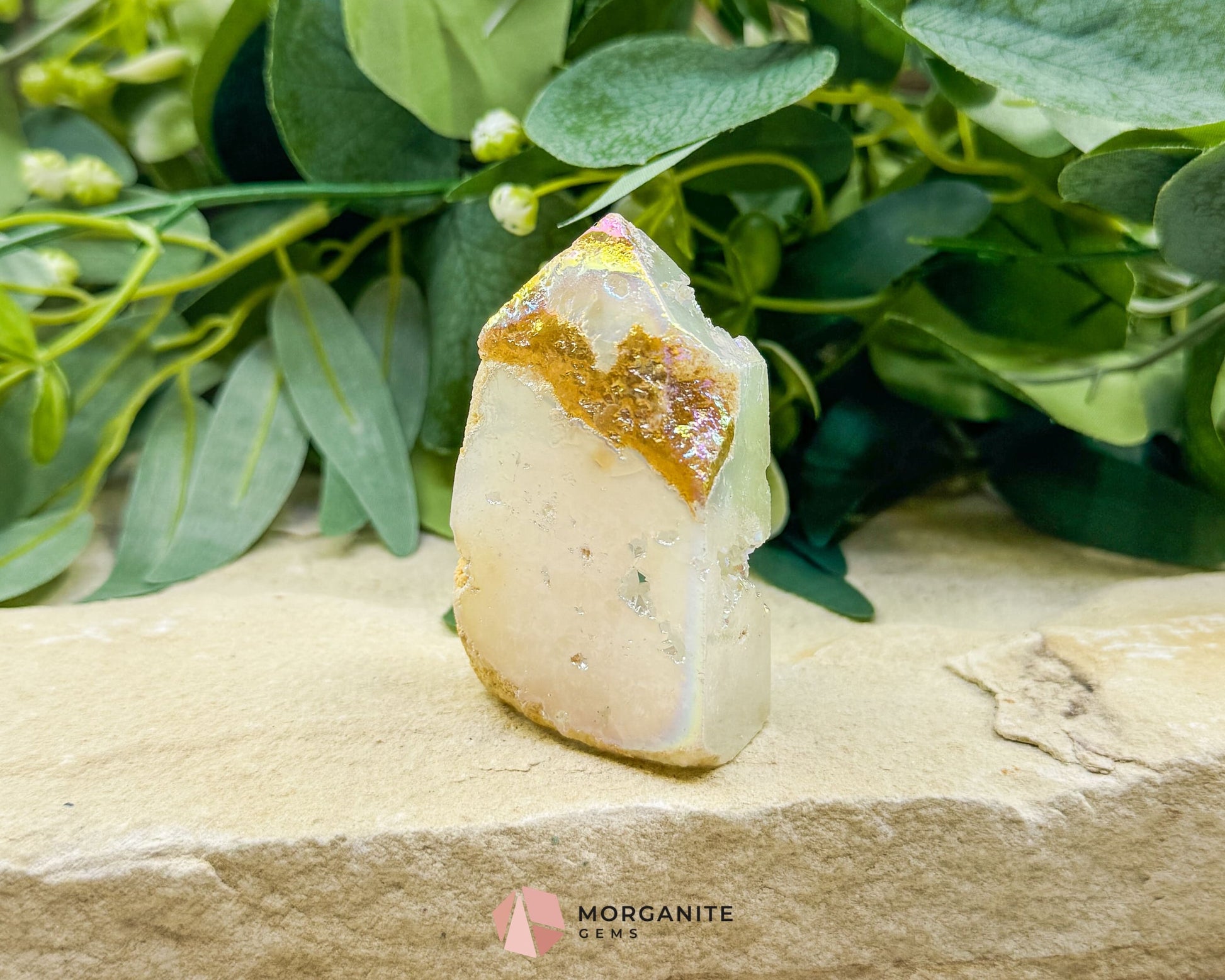 Angel Aura Sphalerite Druzy Obelisk Tower No. 1 – 2.6″ × 1.6″ × 0.8″ | 88 g Iridescent Energy Piece - Metaphysical